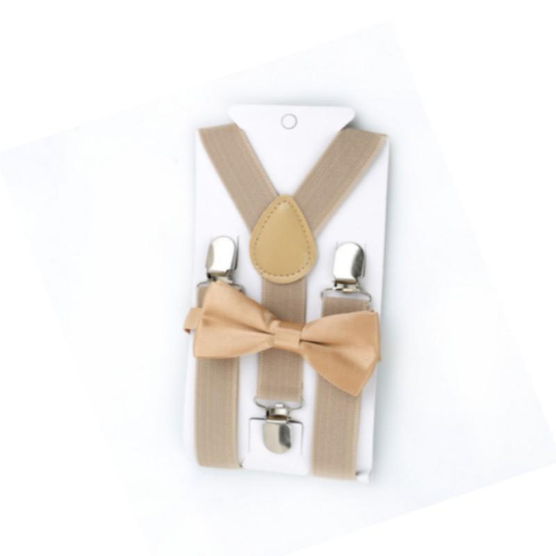 Soild Color Children Belt Bowtie Set Baby Boys Girls Suspenders Clip-on Y-Back Braces Bow Tie Elastic Kids Adjustable