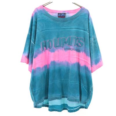NO LIMITS 90s Made In USA Old Five-quarter Sleeve T-shirt M Blue Green Men's Used