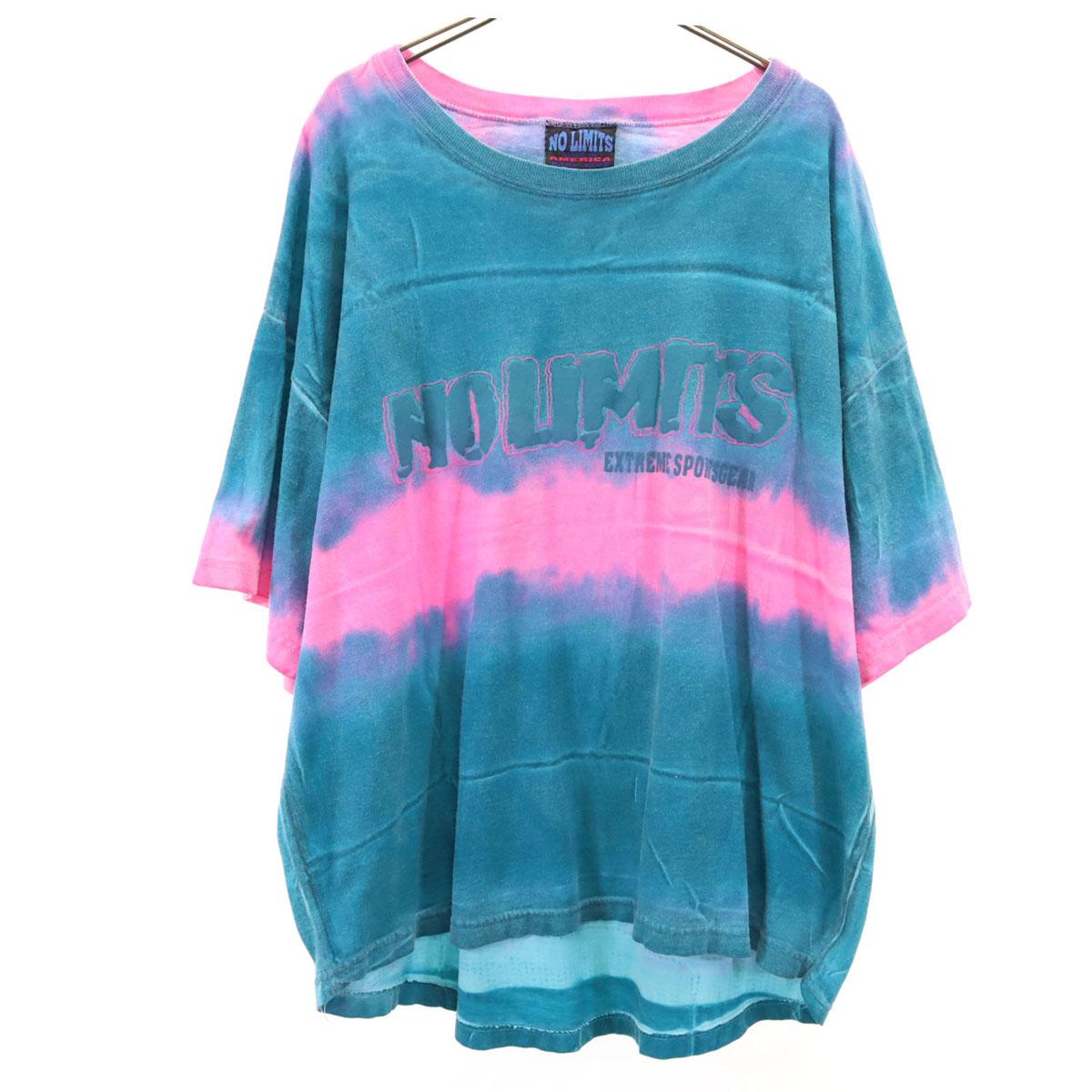 

NO LIMITS 90-х годов Сделано в США Старая футболка с рукавом три четверти M Сине-зеленая Мужская Б/У