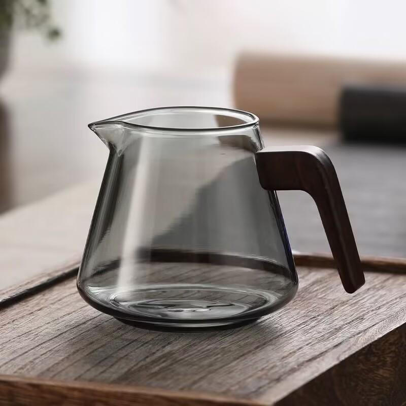 400ml Wooden Handle High Borosilicate Glass Tea Pitcher Fair Cup Chahai Kung Fu Tea Set Milk Pourer Glass Pot Coffee Pitcher