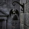 Gothic Style Windbell Dark Angel Wind Chime, Winged Black Spiritual Home Ornament Hanging for Outdoor Garden Porch Patio Decor Statue