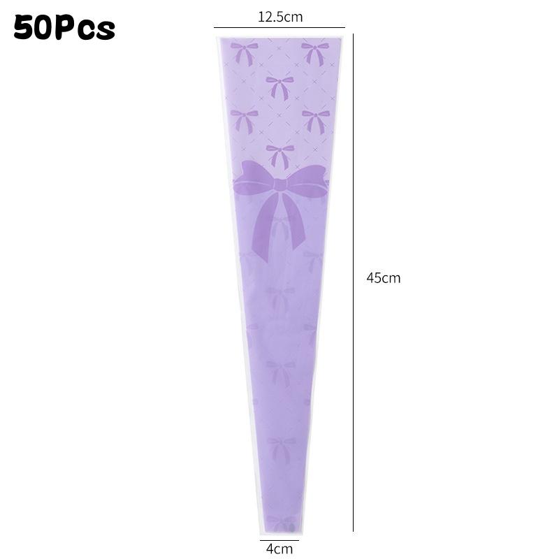 

50Pcs Single Rose Bouquet Flower Wrapping Paper Transparent Cellophane Gift Packaging Bag Valentine S Day Party Packing Bags D