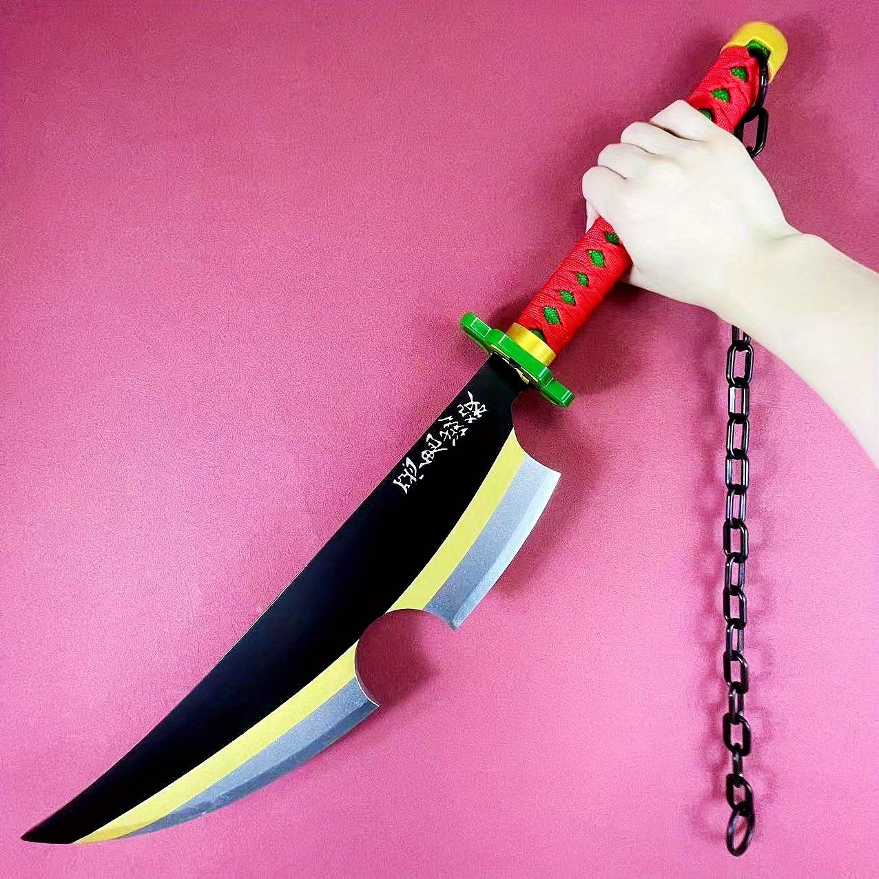

31inch Demon Slayer Uzui Katana Kimetsu No Yaiba Anime Blade Sword Cosplay Prop Real Full Dimension Japanese Katana Samurai Sabre Toy