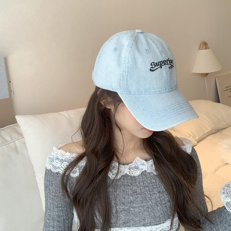 Washed Denim Black Baseball Cap Women's High Quality Baseball Cap Korean Style Trendy Face Slimming Sun Protection Baseball Cap Men