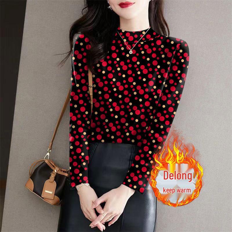

Polka Dot Thermal Ribbed High Neck Long Sleeve Base Layer for Middle-Aged & Elderly Women L (90-105 lbs)