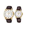 Watch Series-LTP Heart of Darkness Business Casual Big Dial Couple Quartz Movement Genuine Leather Strap Japanese MTP-V004GL-7A<P-V004GL-7A