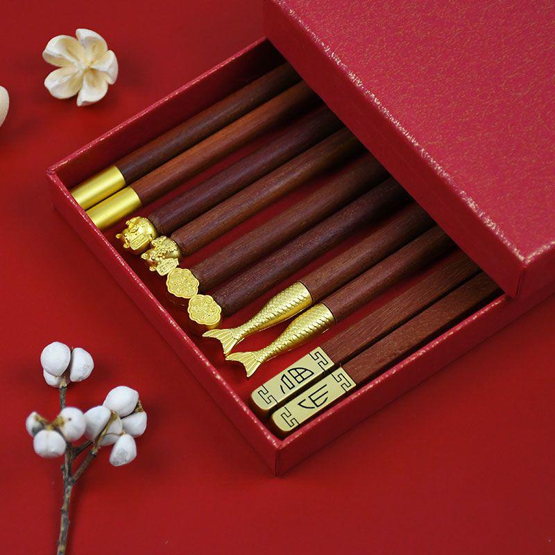 Premium Sandalwood Chopsticks - High-Temp Resistant, Non-Slip, Unpainted & Unwaxed, Mold-Proof, Chinese Style for Home Use