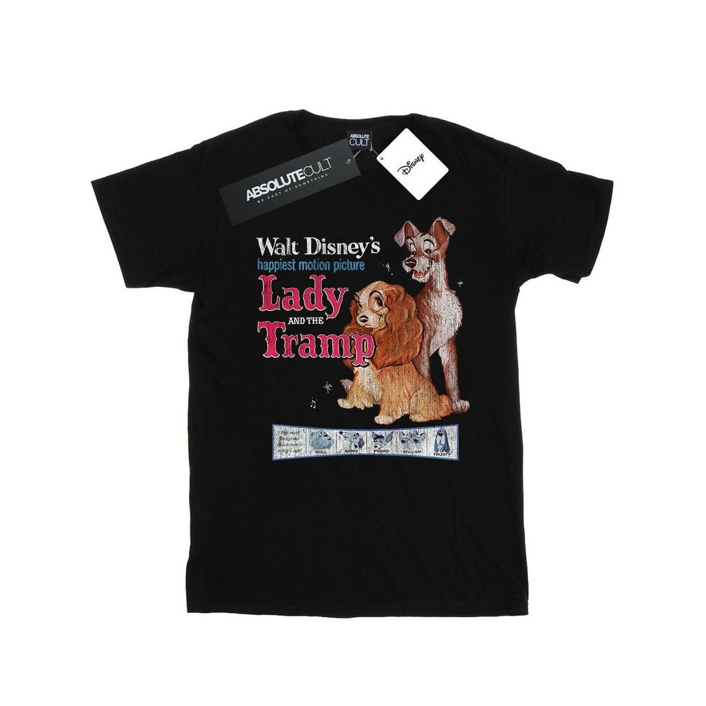 Disney Girls Lady And The Tramp Distressed Classic Poster Cotton T-Shirt