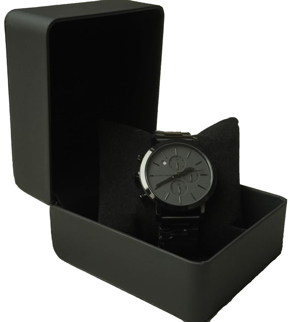 Hannah Martin Men's Chronograph Quartz Watch, Stainless Steel, Waterproof, Business, Stylish, Simple, Popular, Gift, Black