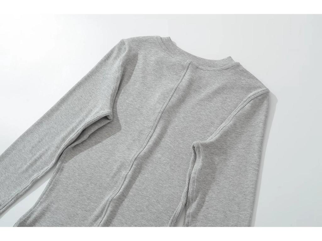 Women's Korean Style Henry Collar Long Sleeve Base Layer T-shirt for Autumn/Winter – Stylish, Stretchy, Basic Top