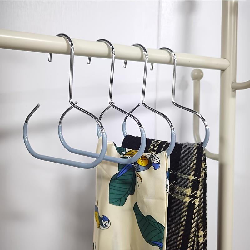 4pcs Metal Non-Slip Hangers with Silicone Grip - Versatile Round Hooks for Scarves, Ties, Hats, Bags & Clothes - Space-Saving Wardrobe Organizer