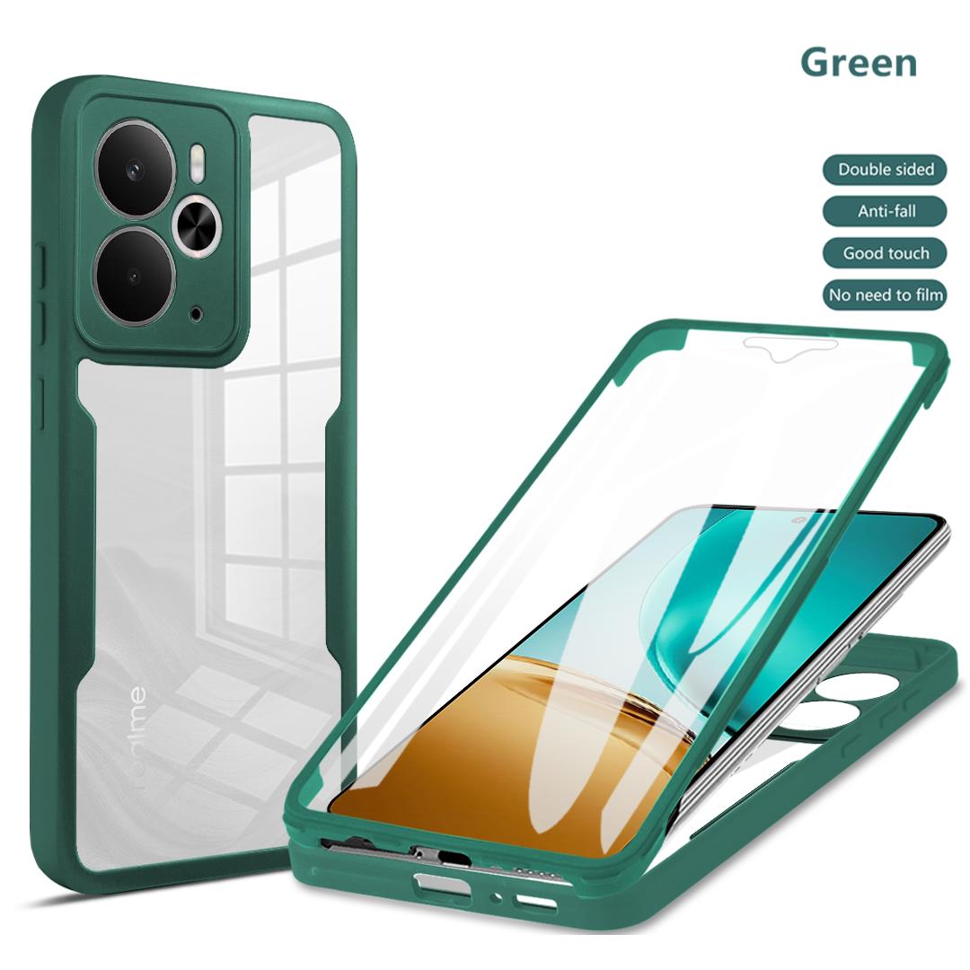 

Противоударный чехол с полной защитой корпуса для Realme 14 5G Realme 14T Защитная крышка Прозрачные Fundas Coque Capa Realme 14T 5G зелёный