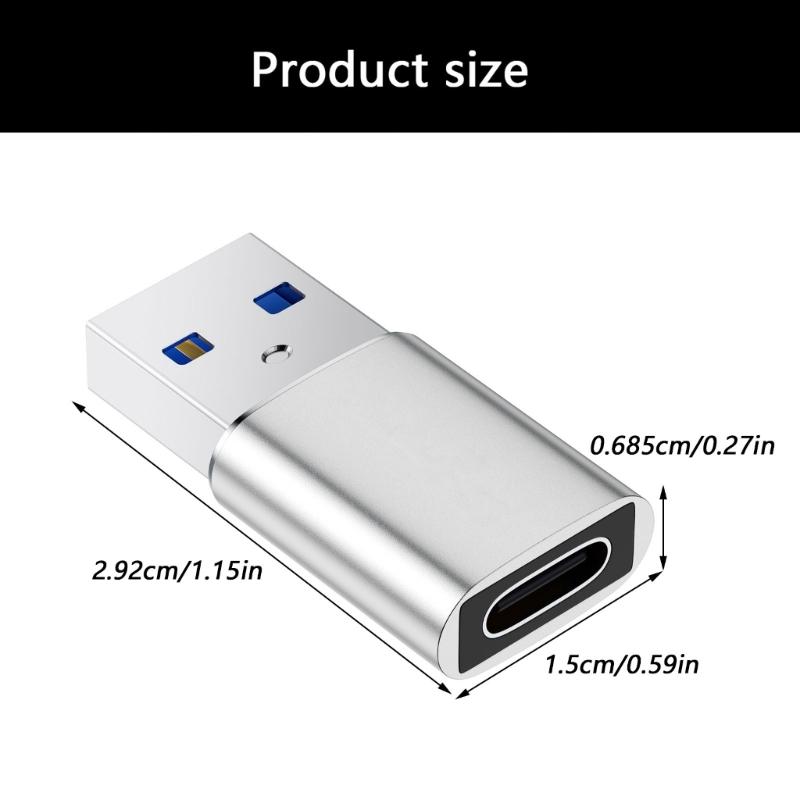 USB3.0 To Type C Adapter Highly Speed 5Gbps Data Transfer 3A Charging Metal Housing For Smartphones Tablets Laptops
