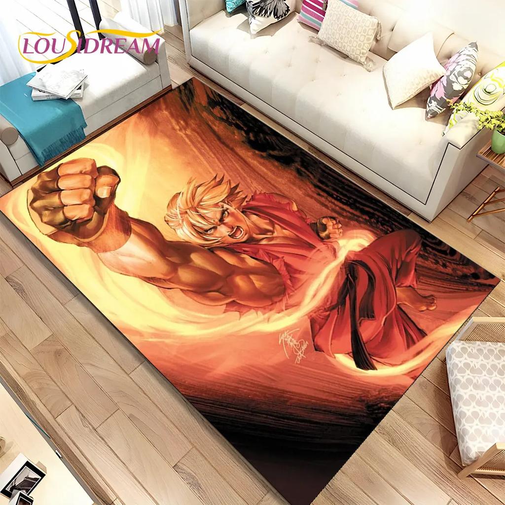 Street Fighter Retro Game Gamer Area Rug,Carpet Rug for Living Room Bedroom Sofa Doormat Decoration, Kid Play Non-slip Floor Mat