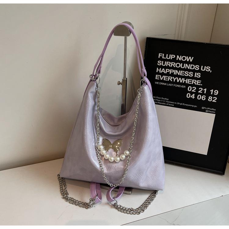 

Вместительная сумка-тоут женская 2025 новая летняя в иностранном стиле с бантом рюкзак высокого класса на плечо сумка-мессенджер фиолетовый