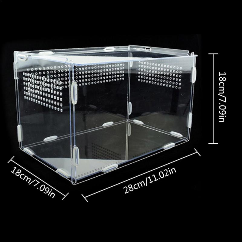 Transparent Acrylic Amphibian Insect Reptile Breeding Feeding Box with Air Holes Lightweight Feeding Case Pet Products for Snake