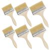 Set of 6 Flat Paint Brushes (2x10.16 / 2x12.7 / 2x15.24 Cm) - Wooden Handle, Synthetic Bristles
