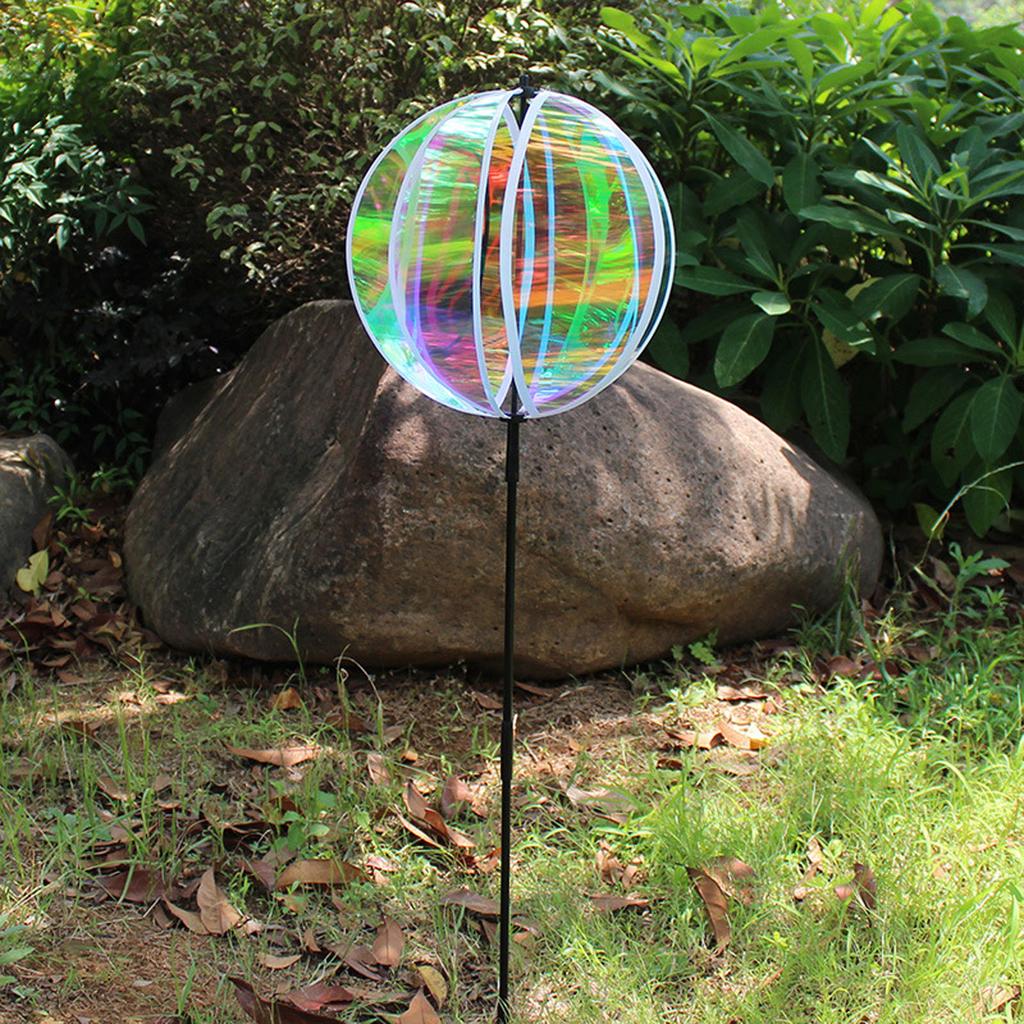 Reflective Windmill Pinwheels with Stakes for Garden Decor Bird Devices Deterrent Scare Birds Away from Yard Patio Farm