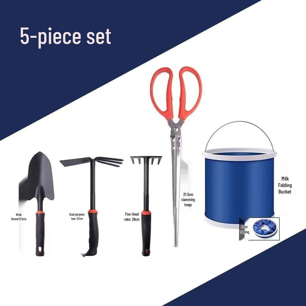 Tide-Chasing Children's Beach Tool Set: Thickened Sand-Digging Clam and Crab Clips, Rake, Shovel.