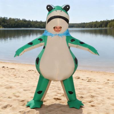 Yousheng Inflatable Frog Costume for Adult Kid Funny Blow Up Frog Costume with Air Pump Full Body Frog Onesie for Halloween Cosplay