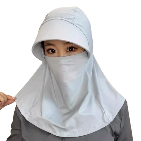Sun Hat Ice Cooling Silk Full Face Fabric UPF50+ Neck Gaiter Sun светло-синий