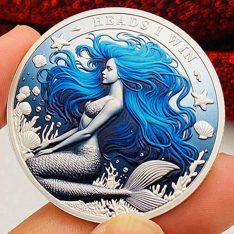 Mermaid, Silver Plated, Decision Coin, Love Creative Gift, Coin, Cartoon Children s Commemorative Medal