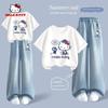 Hellokitty Girls Summer Suit 2025 New Style Super Nice Children's Clothing Summer Clothes Girls Summer Short-Sleeved Jeans