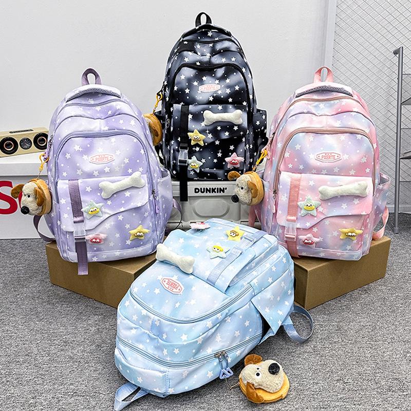 Middle School Student Schoolbag Stars Print Women's Backpack Water-Repellent Large Capacity Student Backpack