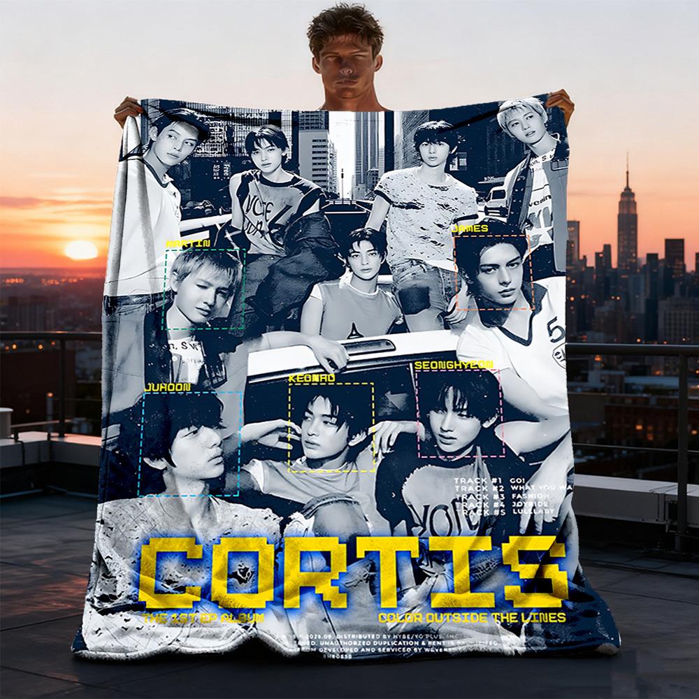 1pc K Pop, Cortis Outdoor Personalized Flannel Blanket, Soft, Lightweight Personalized Flannel Blanket, Digital Printing,
