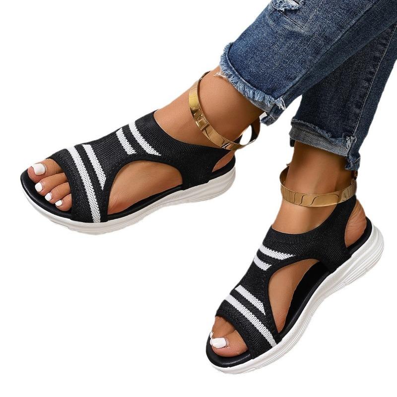 Wind Spring Summer Fashion Soft Fly Woven Breathable Flat Sandals Casual Large Size Beach New Women's Shoes