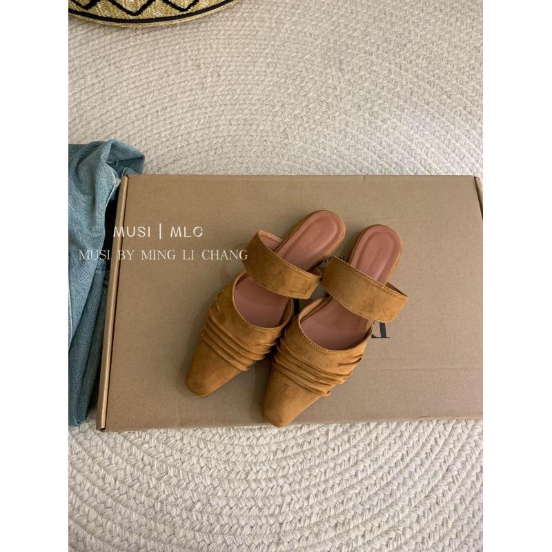 

Французские элегантные вечерние туфли, темпераментная сумка, полушлепанцы с закрытым носком, женская повседневная обувь, ленивые туфли-мюли на одном педале, туфли без каблука 39