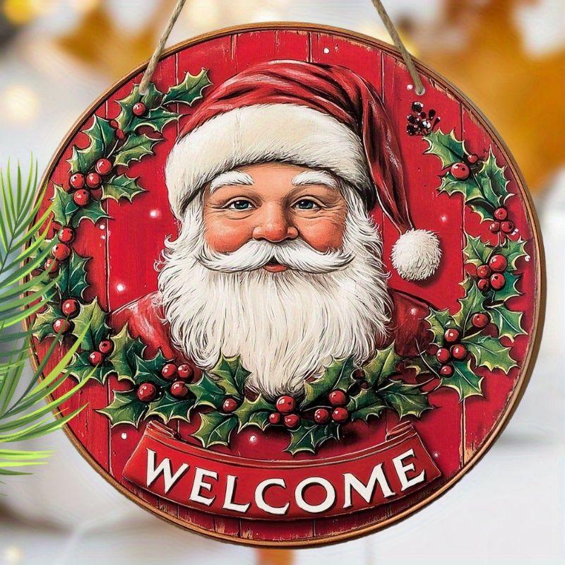 Christmas Decoration Sign,indoor Hanging decorations,2D Flat Wooden Products with Santa Claus pattern,Christmas Gifts for Friends and Family