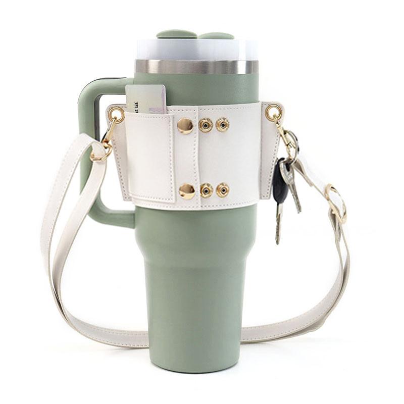 

Stanley Water Bottle Handle Strap, Portable Shoulder Strap for 30-40Oz Cup Pu Leather Accessory білий