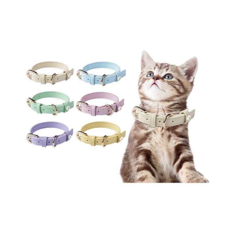 Streng ausgewählte neue Mikrofaserkunstleder kleine Gänseblümchen Katze Schmuckhalsband ultraleicht edel Haustierbedarf Halsband Auswahl