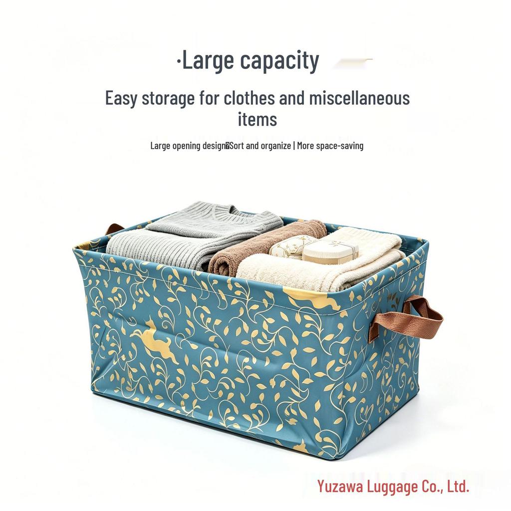 Waterproof Foldable Fabric Storage Basket with Handle for Home Organization