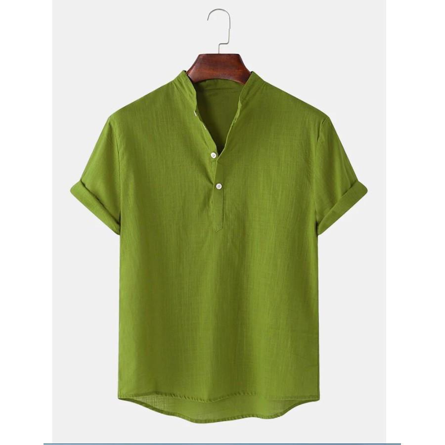 

Men s Summer Polo Shirt Cotton Linen Two Button Striped Men s Sports Polo XXXXL світло-зелений колір