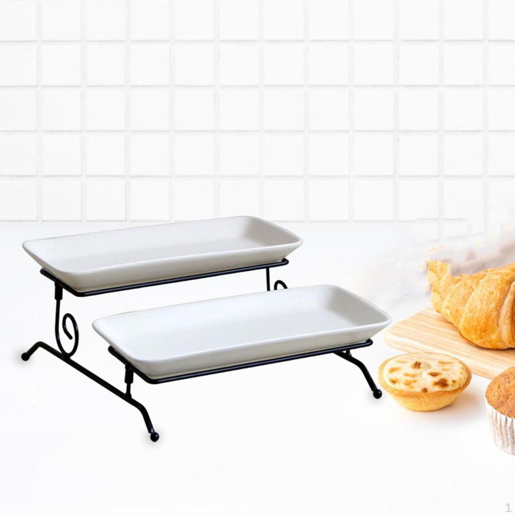 2 Layer Serving Platter Cupcake Cake Stand Detachable Snack Display Tray Holder with Rack Dessert
