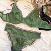 Bralette francese ultra sottile per intimo da donna Top reggiseno push up sexy a V profondo Set intimo e mutandine traspiranti comfort estivo