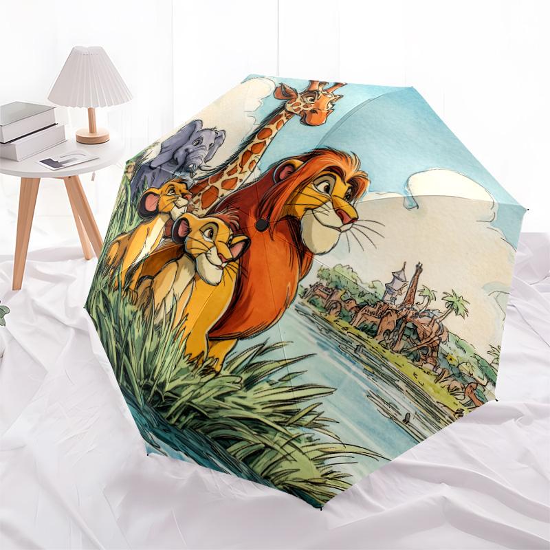 Animals In the Grass Pattern, Automatic Folding Umbrella, Portable and Foldable Design, 8 Ribs, a Christmas or Birthday Gift.