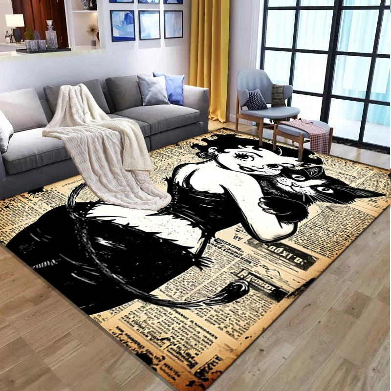 Betty Boop Pattern Rug, Indoor/Outdoor Mat, for Picnic, Gameroom, Bedroom, Office, Living Room, Home Decor Carpet, Birthday Gift