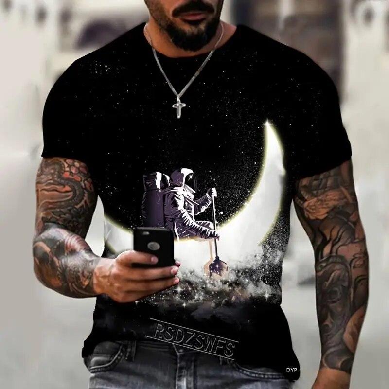 Tricou pentru bărbați Imprimare 3D Cămașă pentru bărbați Design exclusiv Space Universe Astronaut Loose Oversized Personality 6XL