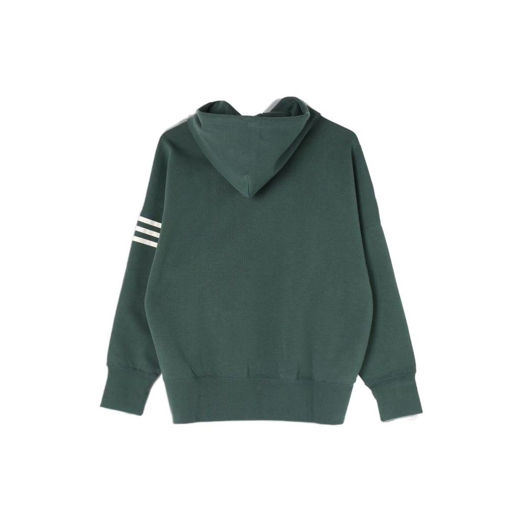 Adidas Originals Trefoil Solid Logo Print Drawstring Hoodie With Long Sleeves Unisex Tops Green HR8654