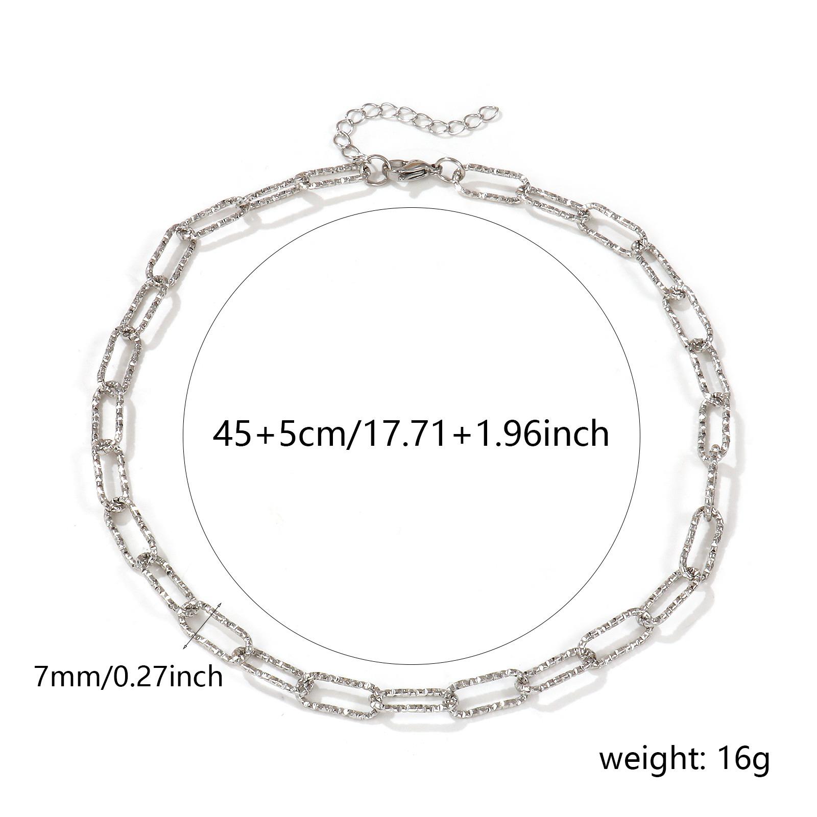

1 Piece 304 Stainless Steel Paperclip Link Chain Necklace 40cm(15.7 ) For Women Men Minimalist Exquisite Gift