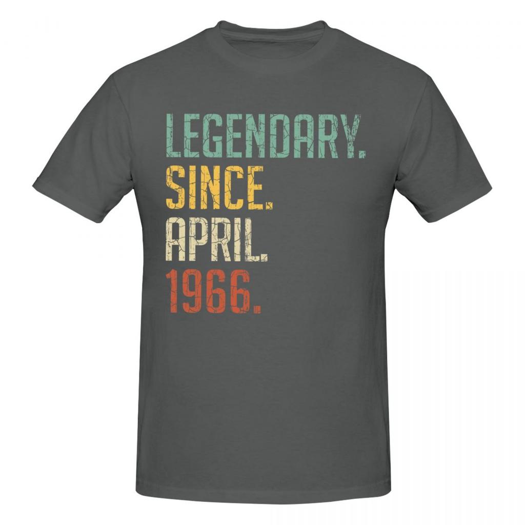 Unisex Legendary Since April 1966 55th Birthday Gift 55 Years Old T Shirt Vintage Cotton Crewneck T Shirts