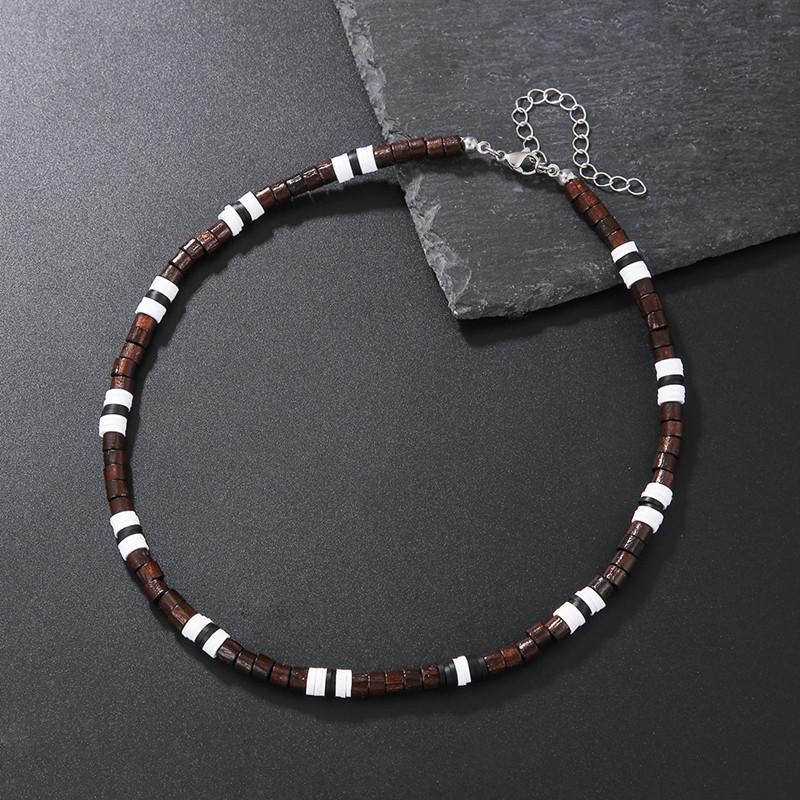Boho Simple Polymer Clay Black and White Choker Necklace for Women Men Summer Vintage Short Clavicle Chain Party Jewelry Gift