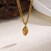 Jewelry Oval Pendant Necklace Stainless Steel Clavicle Chain Fashion Cubic Zirconia Necklace  Women