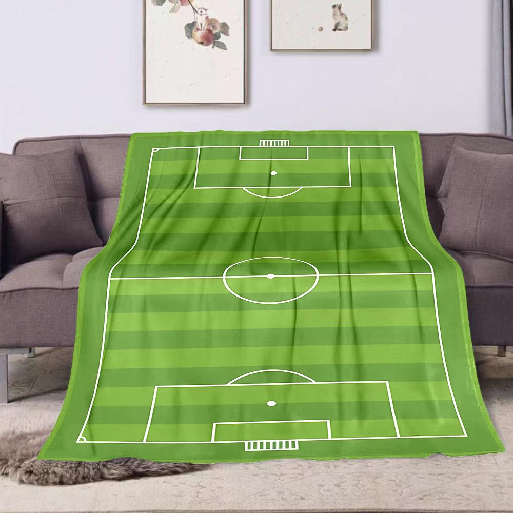 Soccer Field Design Blanket Patterned Flannel Blanket Perfect for the Bedroom Living Room, Sofa, or a Little Nap