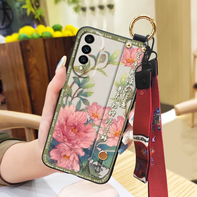Lanyard For Mom Phone Case For Wiko T50 Shockproof Waterproof Dirt-resistant Phone Holder Silicone Back Cover Kickstand