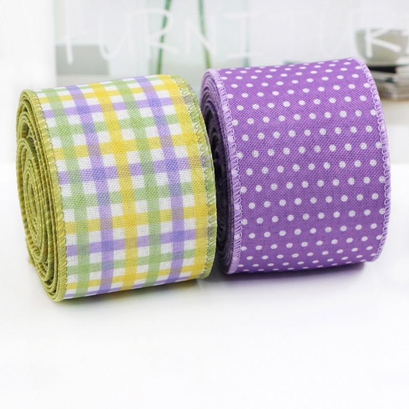 5 Yards Festive Ribbons with Carrot Dotted Pattern for Decorsfor Easter Flower Arrangements DIY Projects