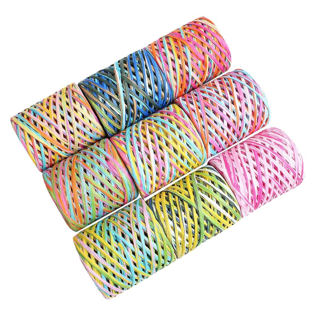 200M Natural Raffia Straw Yarn Eco Friendly Paper Thread For Hand Knitting And Crocheting DIY Craft Supplies For Summer Sunhat